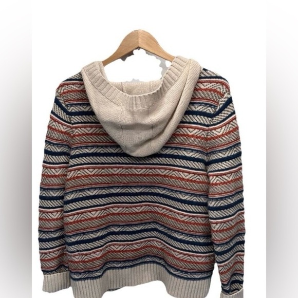 Toad & Co Women Hoodie Sweater Medium Striped Lambswool Zip Pockets Cozy Outdoor - Picture 2 of 11